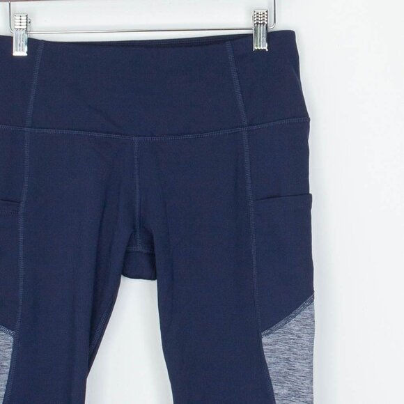 Apana Womens Colorblock Fleece Leggings Size S Blue Pockets Running Outdoors - Picture 2 of 8